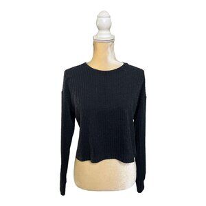 Aritzia Wilfred Free Rudko Long Sleeve Black Top Size S Small Ribbed Sweater